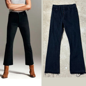 Denim Forum The Bailey Crop Flare Black Jeans Women’s Size 25 Button Fly